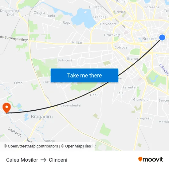Calea Mosilor to Clinceni map