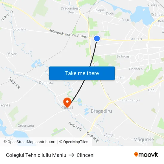 Colegiul Tehnic Iuliu Maniu to Clinceni map