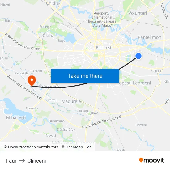 Faur to Clinceni map