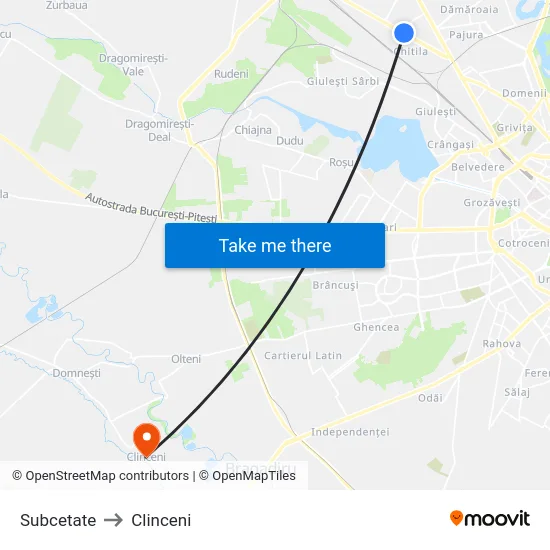 Subcetate to Clinceni map