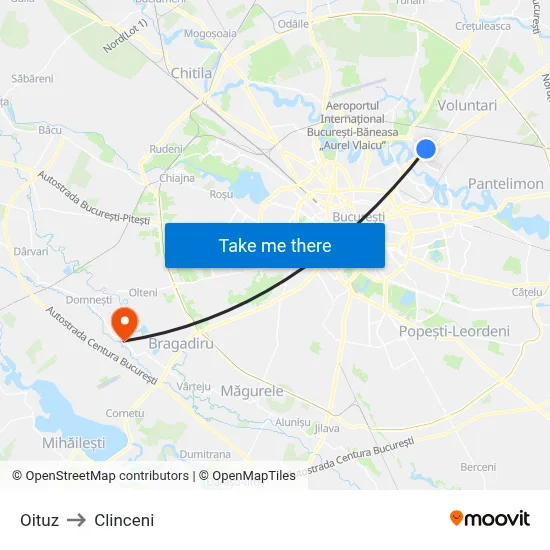 Oituz to Clinceni map