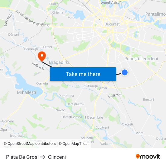 Piata De Gros to Clinceni map