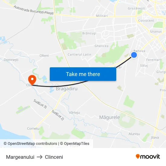 Margeanului to Clinceni map