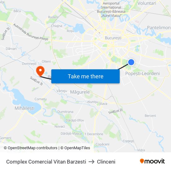 Complex Comercial Vitan Barzesti to Clinceni map