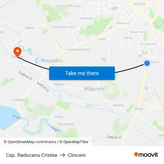 Cap. Raducanu Cristea to Clinceni map
