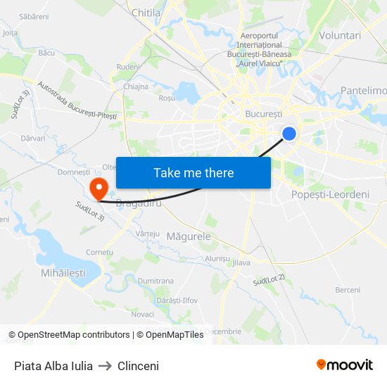 Piata Alba Iulia to Clinceni map