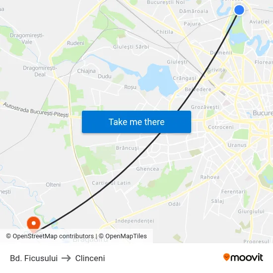 Bd. Ficusului to Clinceni map