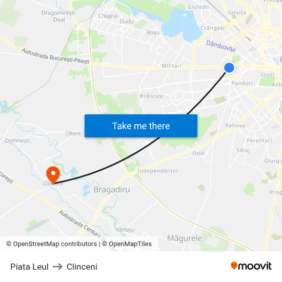 Piata Leul to Clinceni map