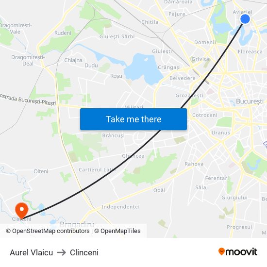 Aurel Vlaicu to Clinceni map