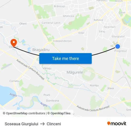 Soseaua Giurgiului to Clinceni map