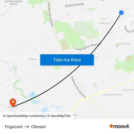 Frigocom to Clinceni map