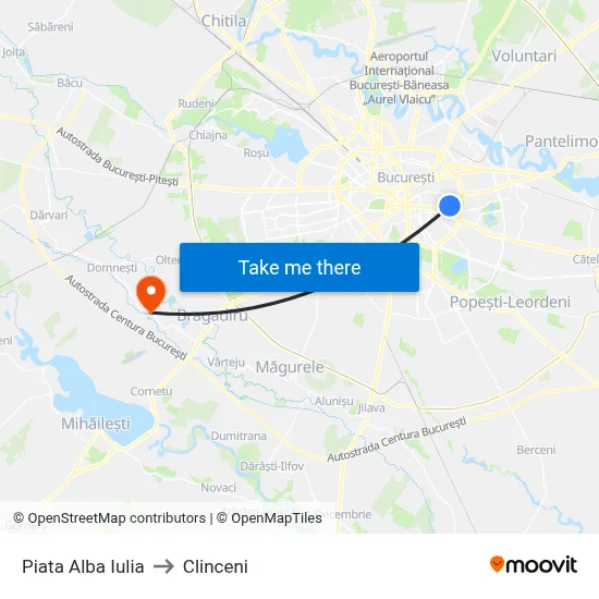 Piata Alba Iulia to Clinceni map