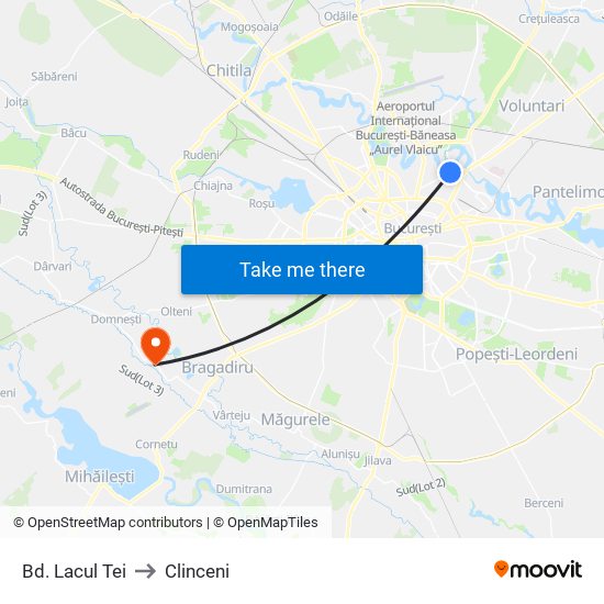 Bd. Lacul Tei to Clinceni map