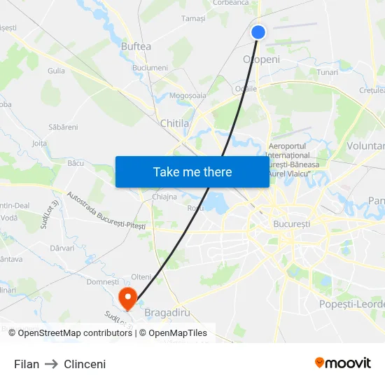 Filan to Clinceni map