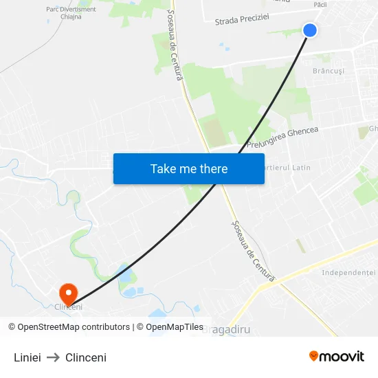 Liniei to Clinceni map