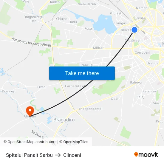 Spitalul Panait Sarbu to Clinceni map