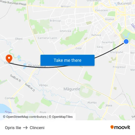 Opris Ilie to Clinceni map