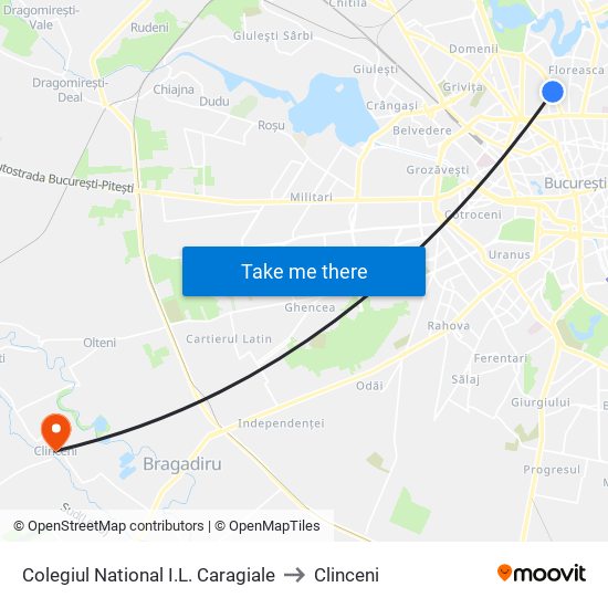 Colegiul National I.L. Caragiale to Clinceni map