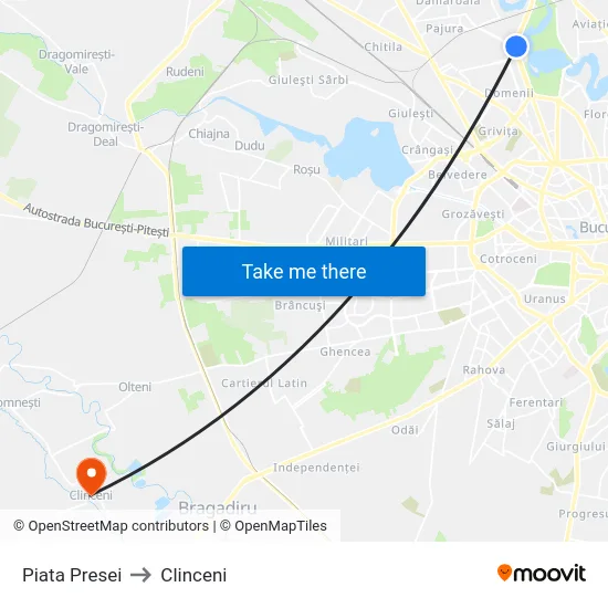Piata Presei to Clinceni map
