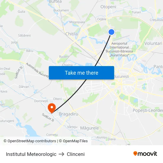 Institutul Meteorologic to Clinceni map