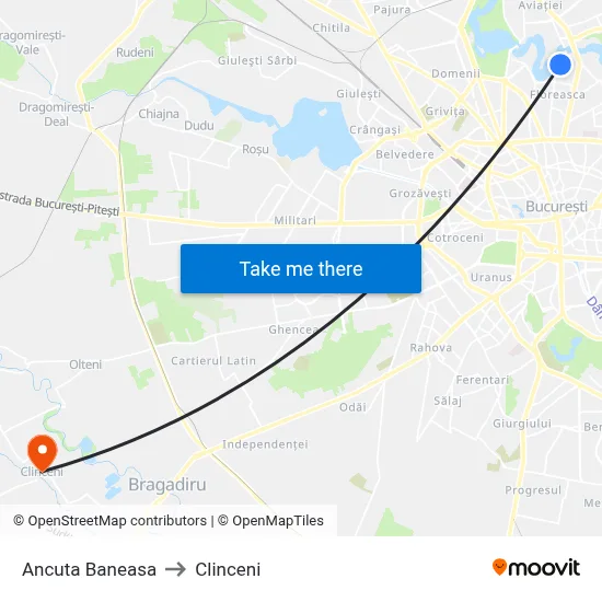 Ancuta Baneasa to Clinceni map
