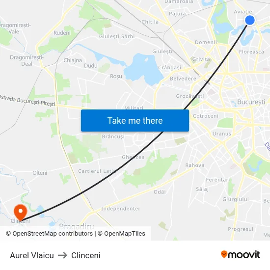 Aurel Vlaicu to Clinceni map