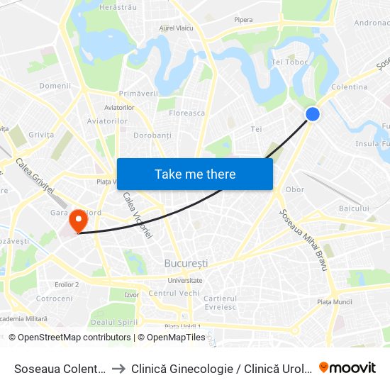 Soseaua Colentina to Clinică Ginecologie / Clinică Urologie map