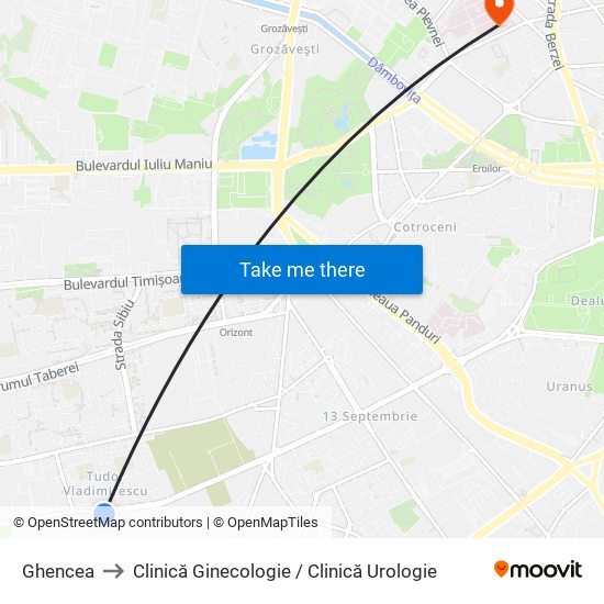 Ghencea to Clinică Ginecologie / Clinică Urologie map