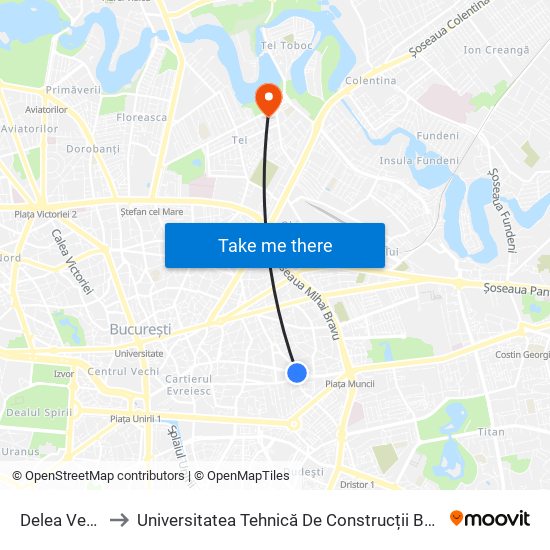 Delea Veche to Universitatea Tehnică De Construcții București map