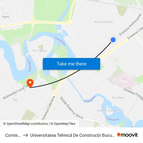 Cornisor to Universitatea Tehnică De Construcții București map