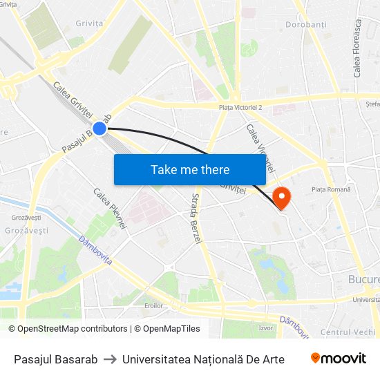 Pasajul Basarab to Universitatea Națională De Arte map