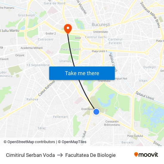 Cimitirul Serban Voda to Facultatea De Biologie map