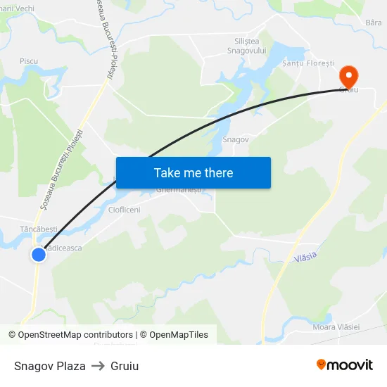 Snagov Plaza to Gruiu map