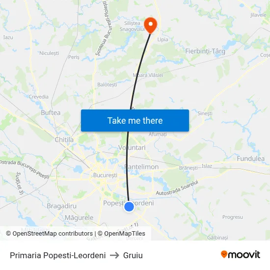Primaria Popesti-Leordeni to Gruiu map