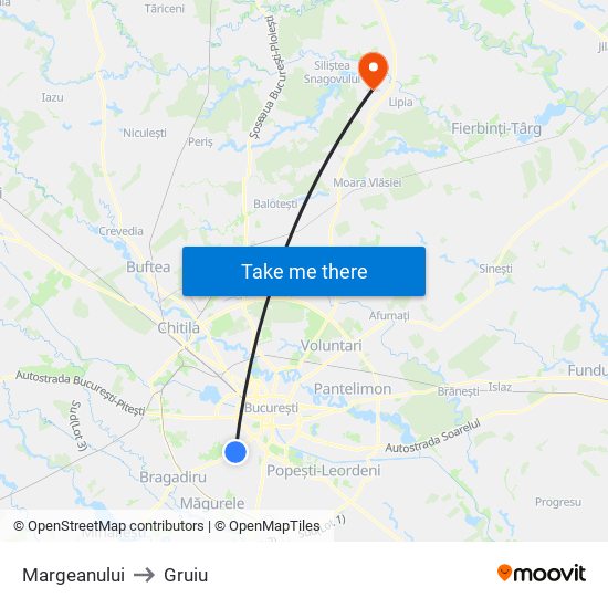 Margeanului to Gruiu map