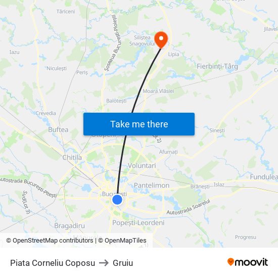 Piata Corneliu Coposu to Gruiu map