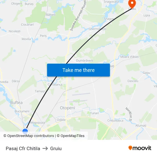 Pasaj Cfr Chitila to Gruiu map