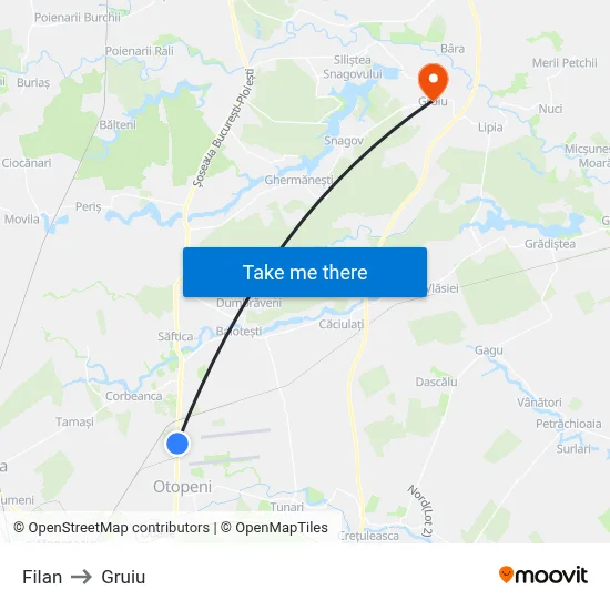 Filan to Gruiu map