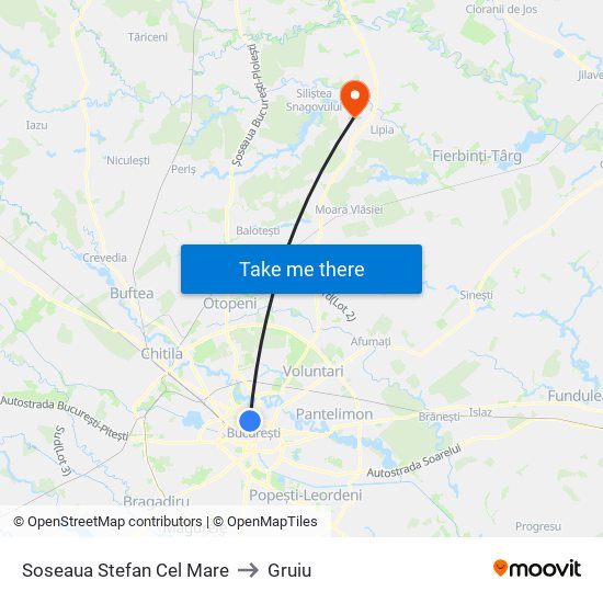 Soseaua Stefan Cel Mare to Gruiu map