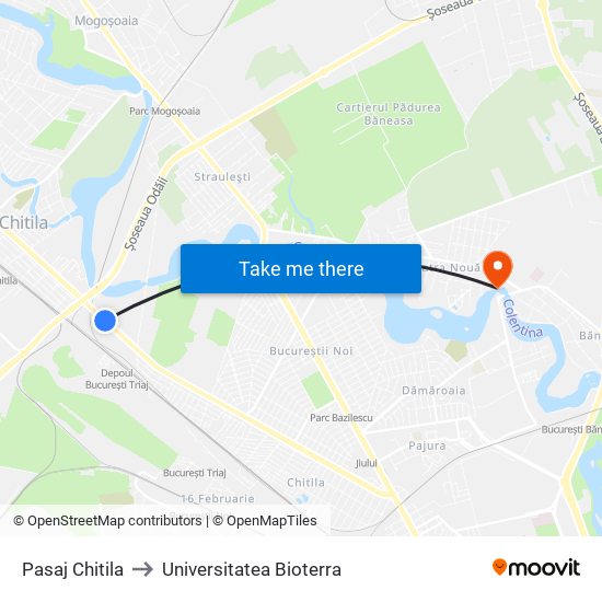 Pasaj Chitila to Universitatea Bioterra map