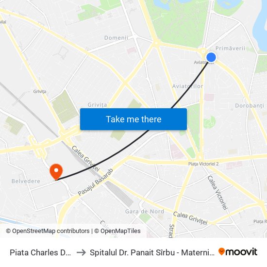Piata Charles De Gaulle to Spitalul Dr. Panait Sîrbu - Maternitatea Giulești map