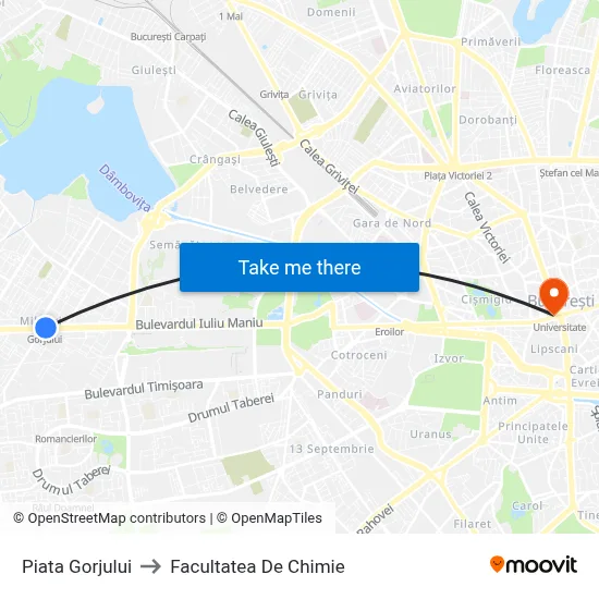 Piata Gorjului to Facultatea De Chimie map