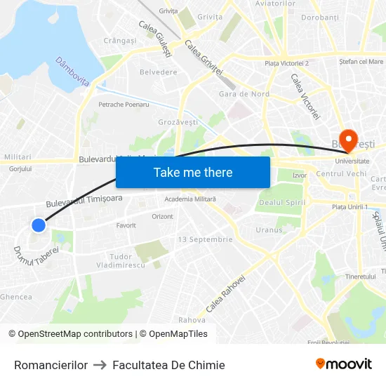 Romancierilor to Facultatea De Chimie map