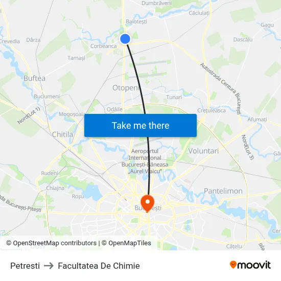 Petresti to Facultatea De Chimie map