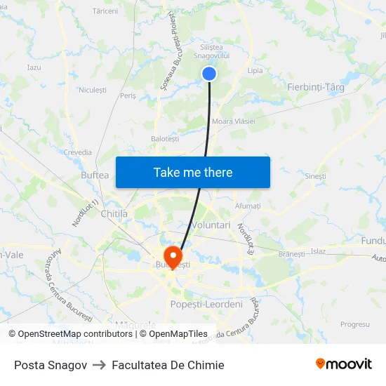 Posta Snagov to Facultatea De Chimie map