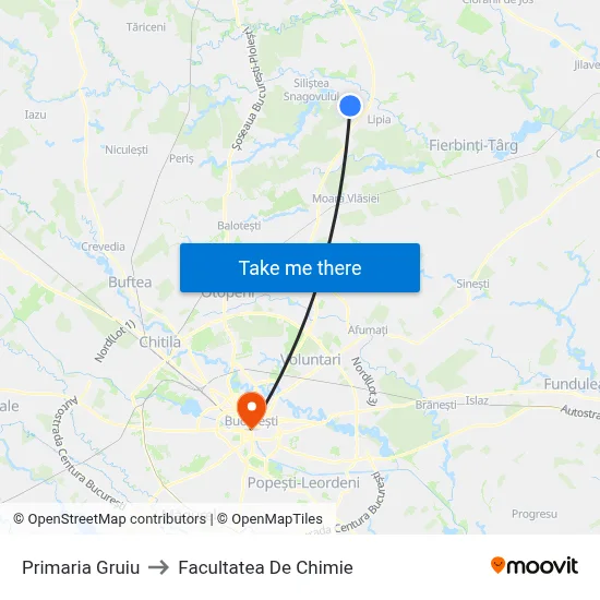 Primaria Gruiu to Facultatea De Chimie map