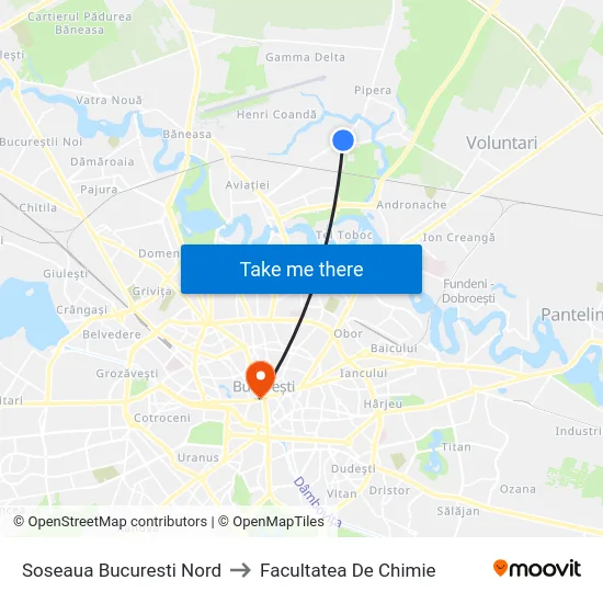 Soseaua Bucuresti Nord to Facultatea De Chimie map