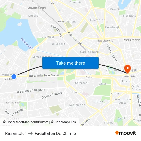 Rasaritului to Facultatea De Chimie map