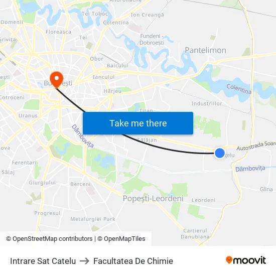 Intrare Sat Catelu to Facultatea De Chimie map