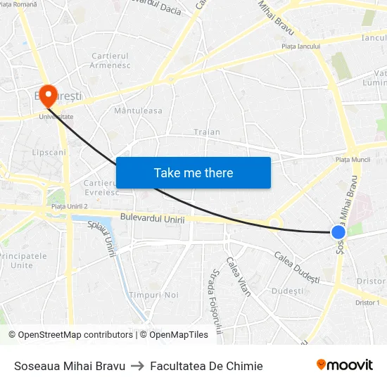 Soseaua Mihai Bravu to Facultatea De Chimie map